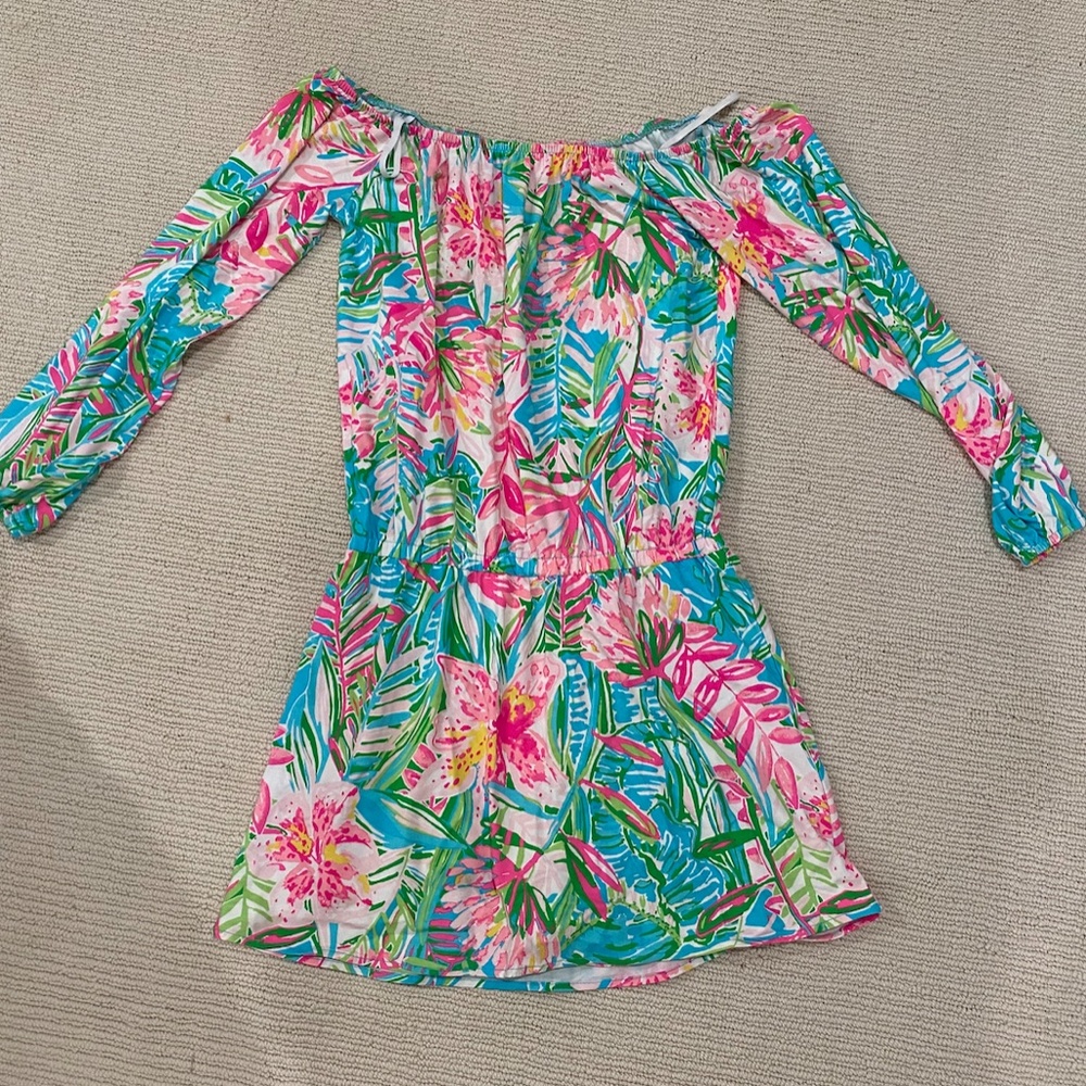 Lily Pulitzer- Off the Shoulder Long Sleeve Pattern Romper